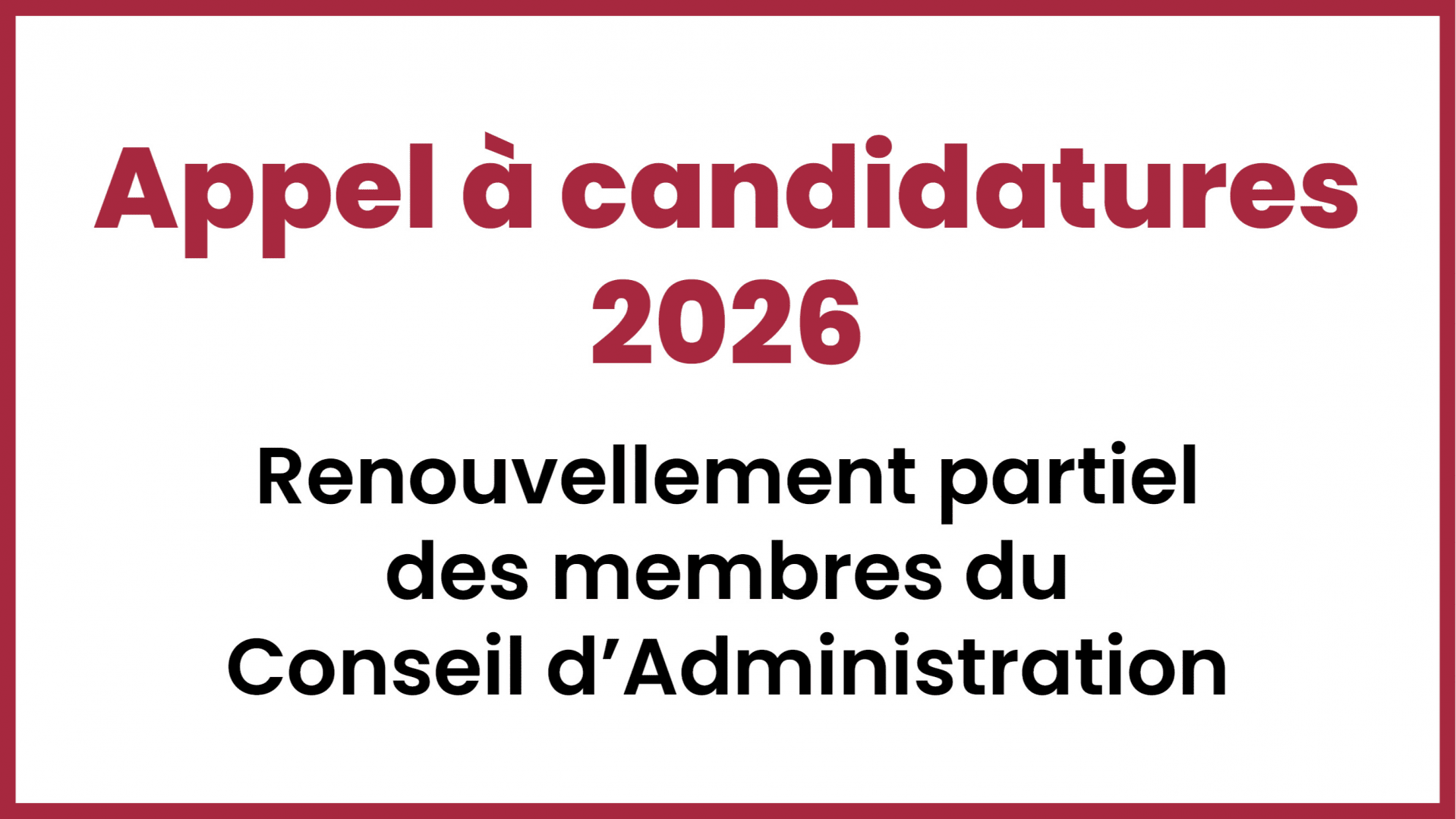 Appel à candidatures 2026